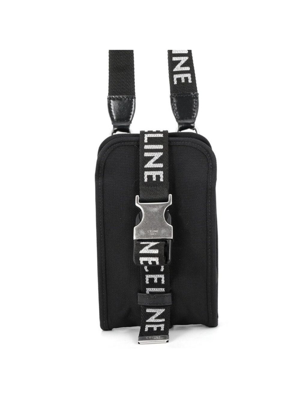 Celine Shoulder Pouch Trekking Mobile Canvas Black